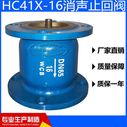 HC41X-16法兰消声止回阀单向阀逆止阀碳钢阀体铜芯不锈钢芯DN50
