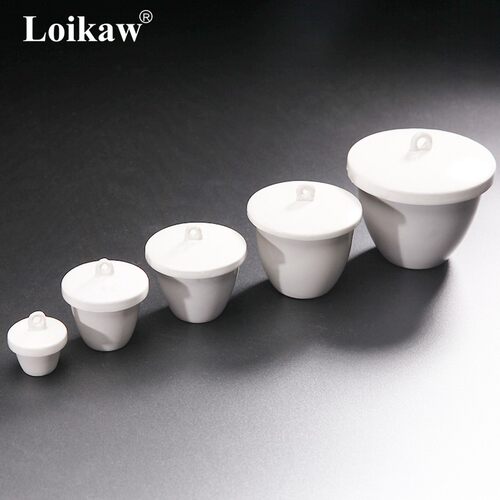 唐山带盖陶瓷坩埚 实验室灰分坩锅30ml/50ml/100ml/200ml