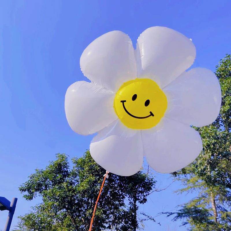 大号太阳花朵气球白色雏菊运动会气球in生日派对装饰户外拍照