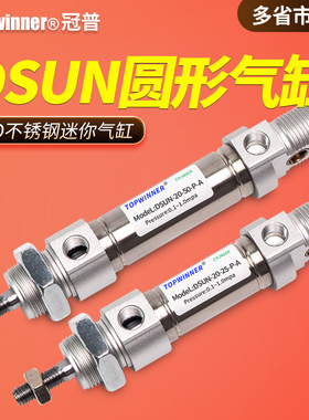 不锈钢迷你气缸圆形ISO标准DSNU-10-12-16-20-25-32-40-P-A小型缸
