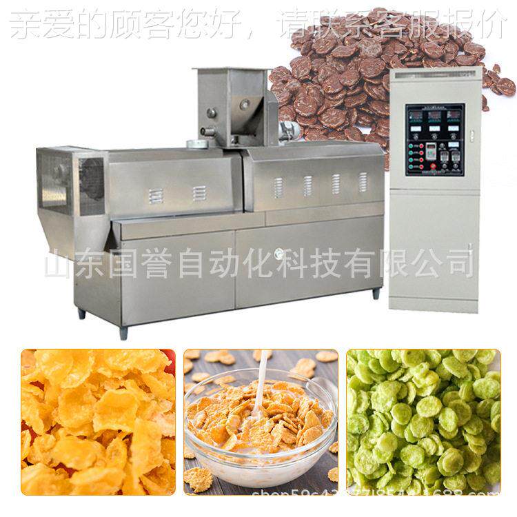 营养粥玉米片膨化机生产线设备 早餐谷物片机器 冲泡玉米糊生产线
