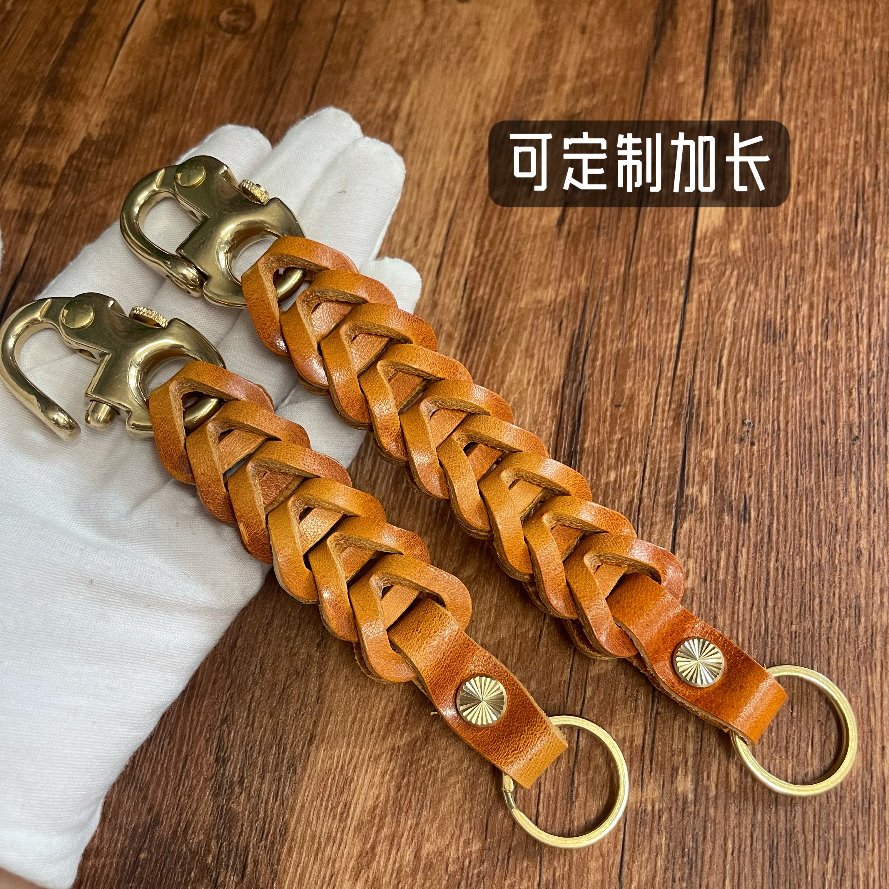 纯手工真皮复古海军勾龙骨钥匙扣纯铜钥匙包挂养牛钥匙链油蜡牛皮