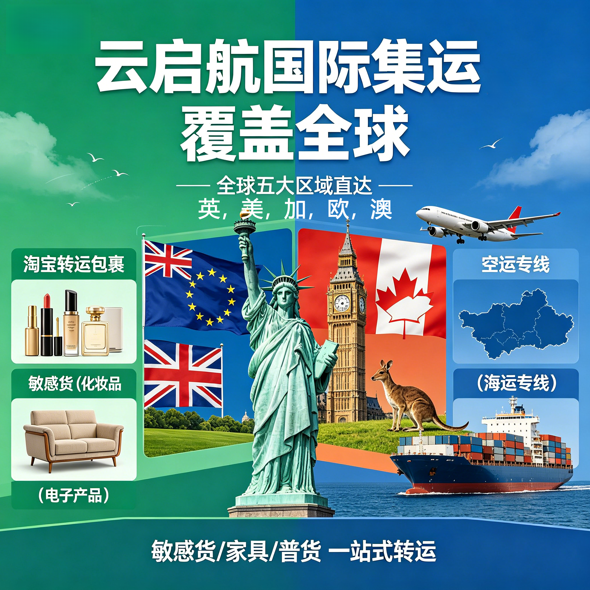 超低价寄快递集运美国英国加拿大澳洲淘宝转运敏感货家具空运海运