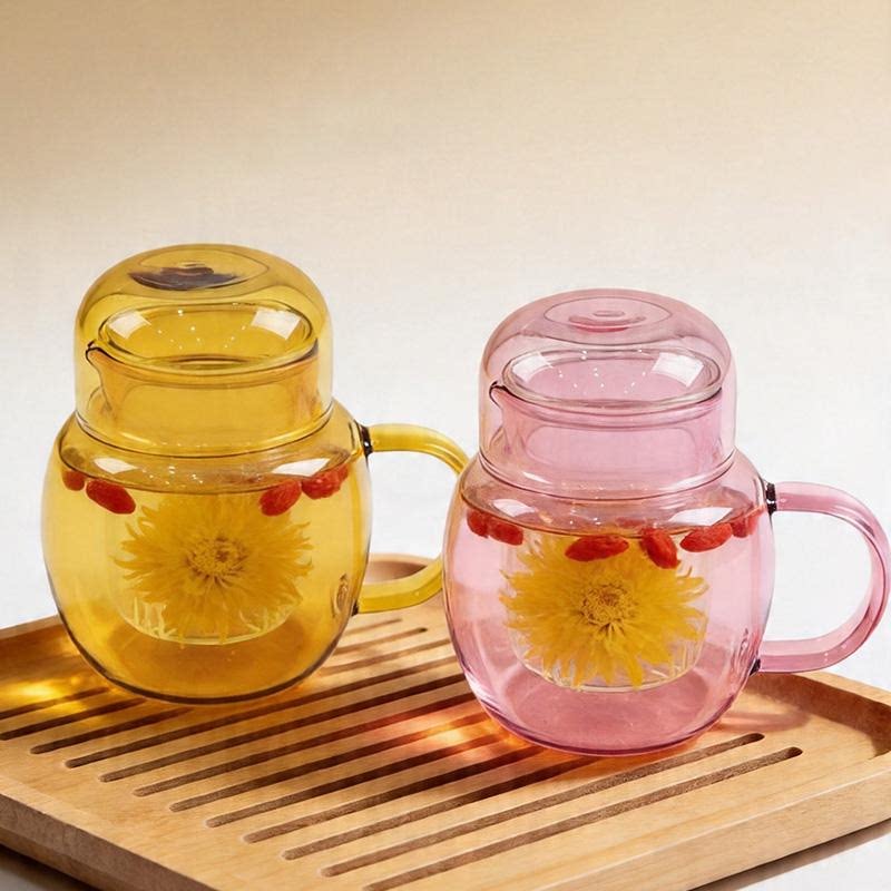 高太白苹果墩墩杯高硼硅玻璃琥珀色茶壶耐高温