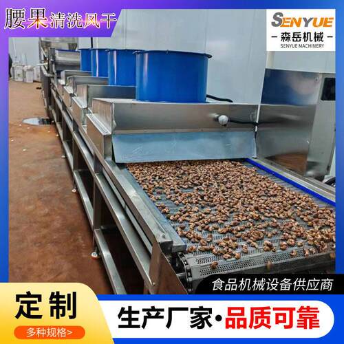 厂家定制腰果清洗烘干流水线杏仁清洗机干果清洗风干机蚕豆清洗机
