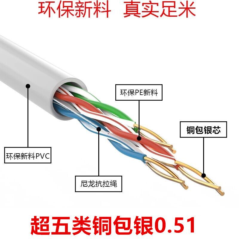 安普讯联超五类超六类网线300米网线铜包银家装宽带电脑网线