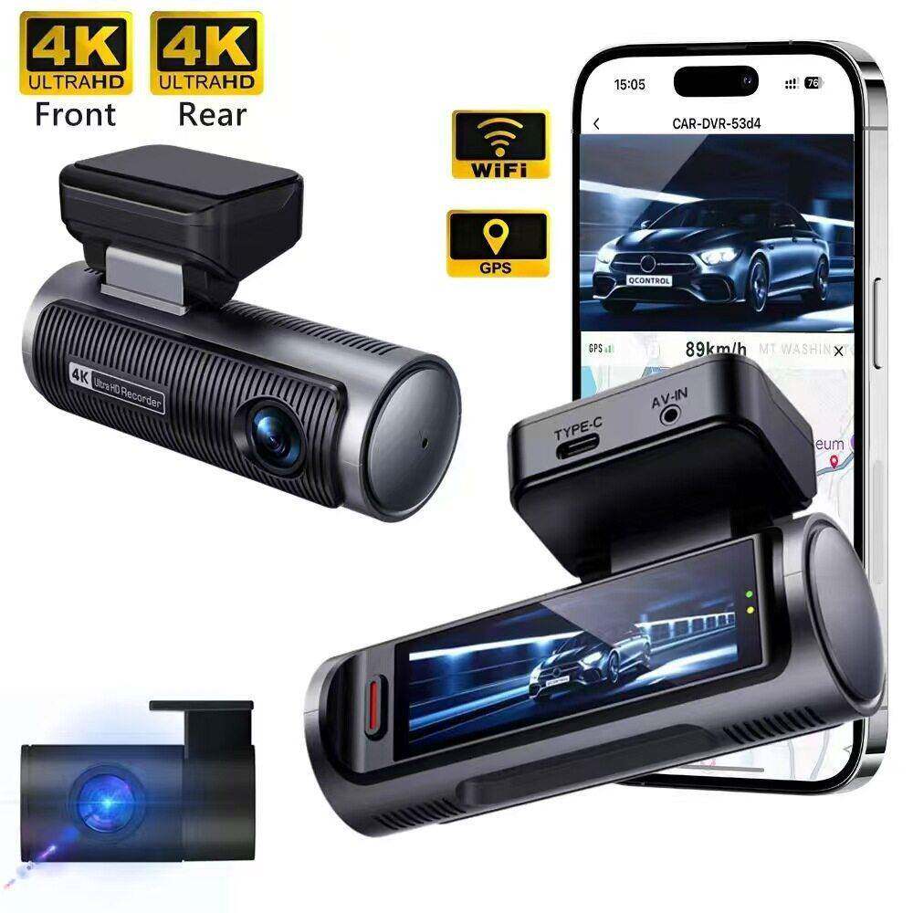 跨境行车记录仪4K+4K星光夜视停车监控缩时录像手机WIFI互联GPS