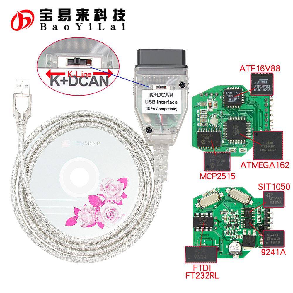 Inpa usb for bmw K+Dcan ft232rl 带开关 马E底盘 汽车诊断线