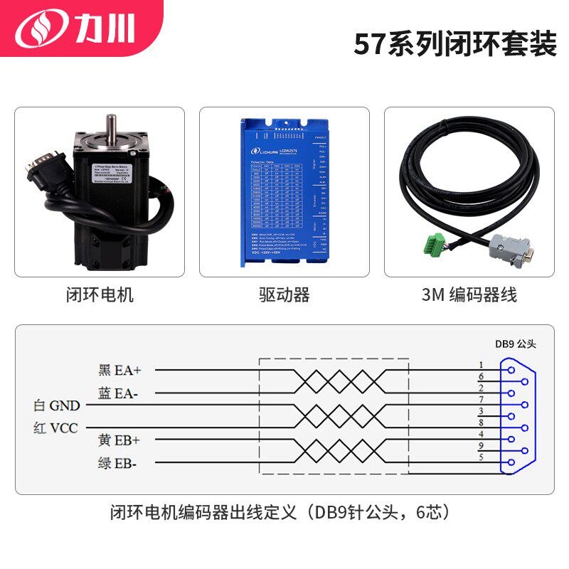 力川闭环步进电机驱动器 57闭环步进电机套装DC24V 螺丝机用包邮