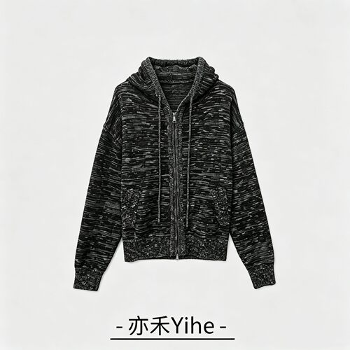 【玉米专享】【亦禾YIhe】韩系连帽双拉链针织开衫外套上衣120