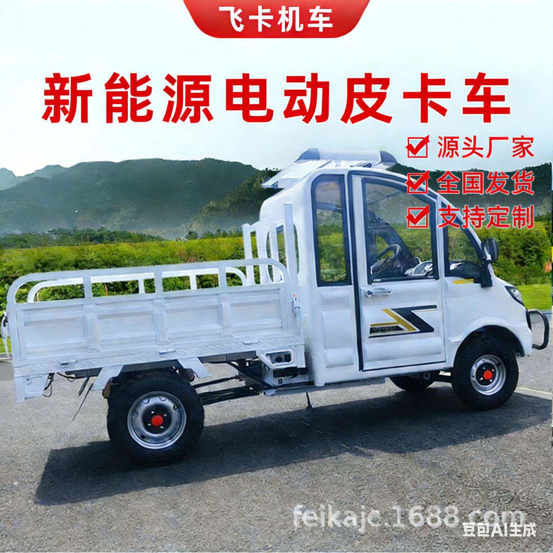 电动四轮货车载重王厂区新能源带斗拉货单排平板厢式货车油电两用