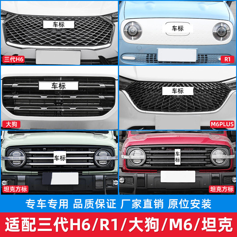 适配哈弗H6S三代H6哈M6PLUS大狗欧拉R1坦克300中网前脸通风网