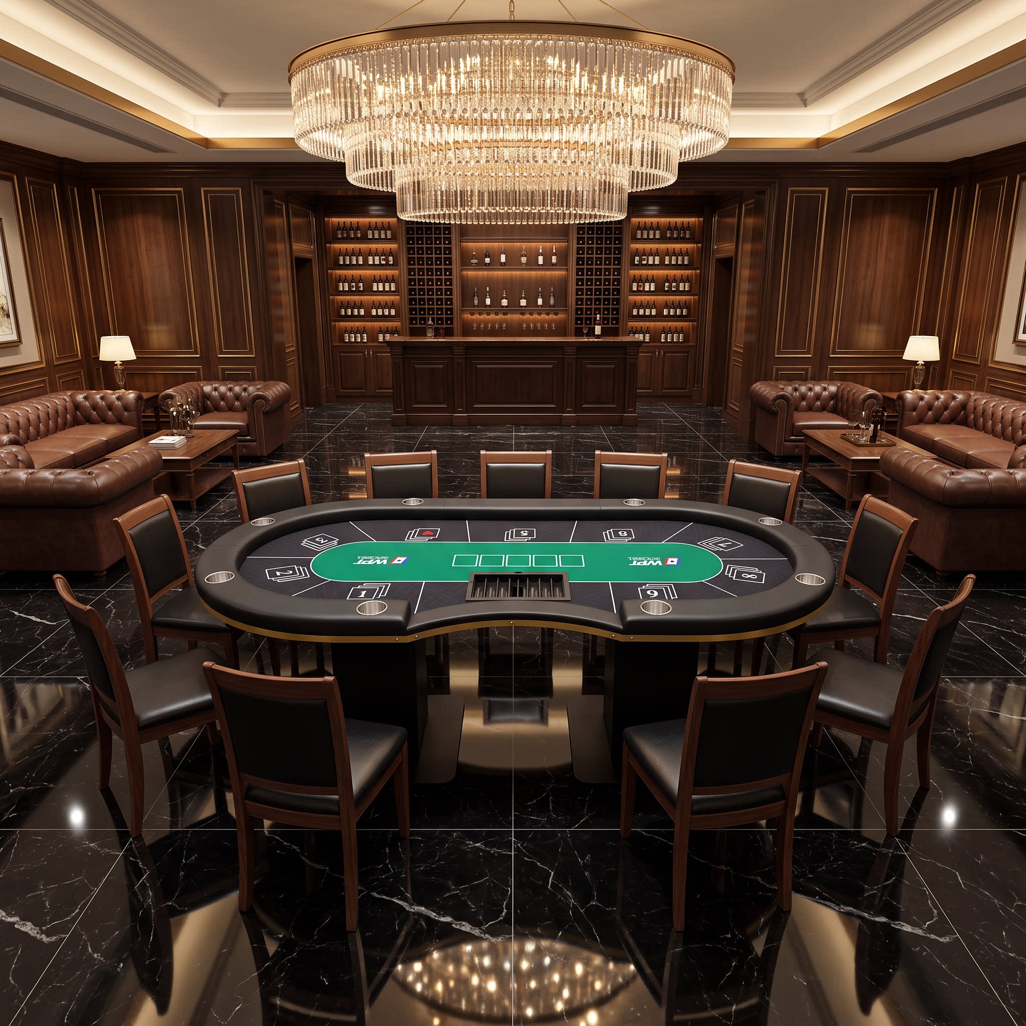 标准腿德州棋牌桌带烟灰缸筹码盘棋牌桌颜色尺寸可定制工厂直销配