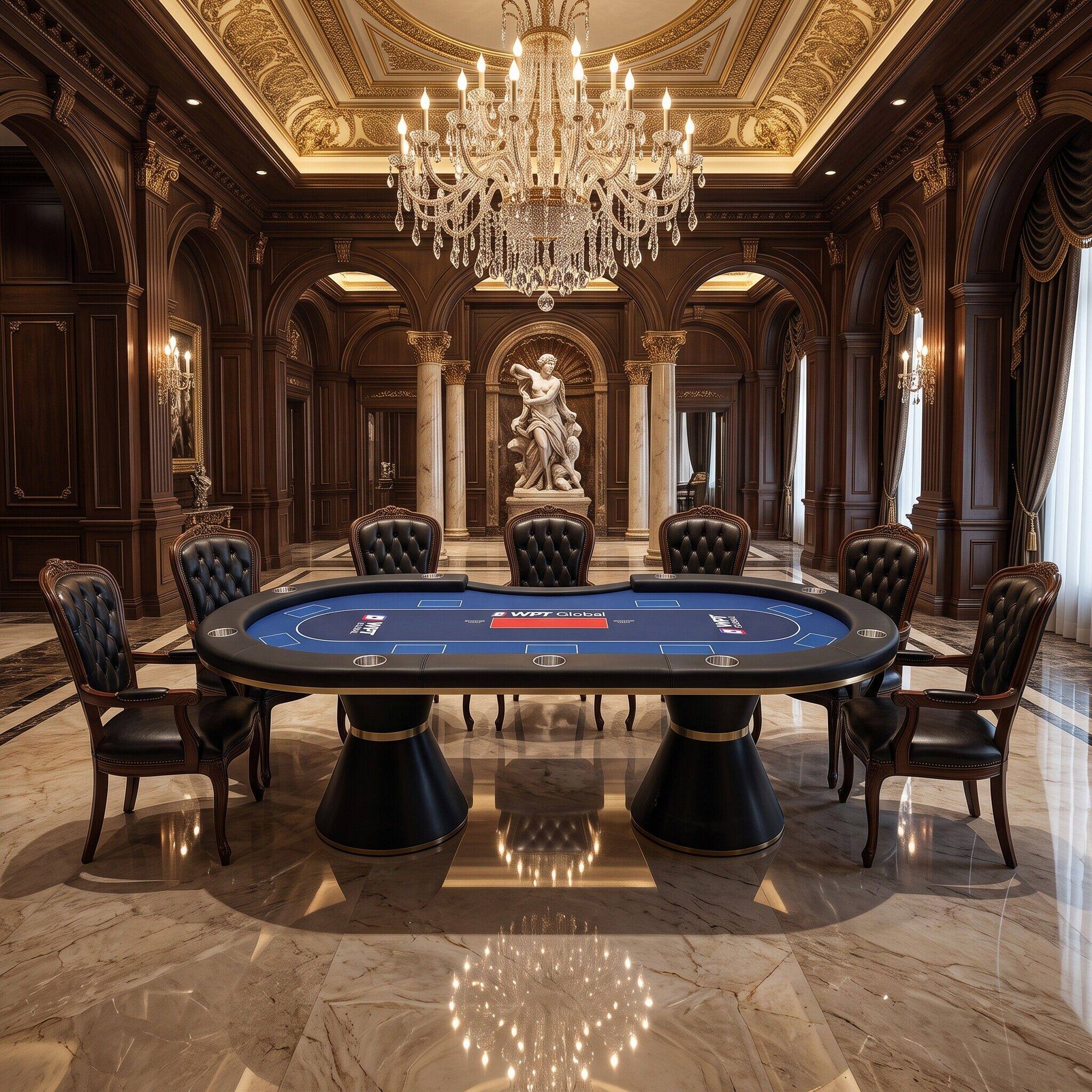 颜色尺寸可定制德州扑克棋牌桌沙漏腿带烟灰缸娱乐牌桌原工厂直销