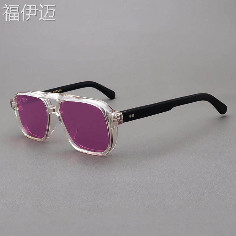 福伊迈MOSCOT LEMTOSH太阳镜女复古透黄框黑腿眼镜板材偏光紫色墨