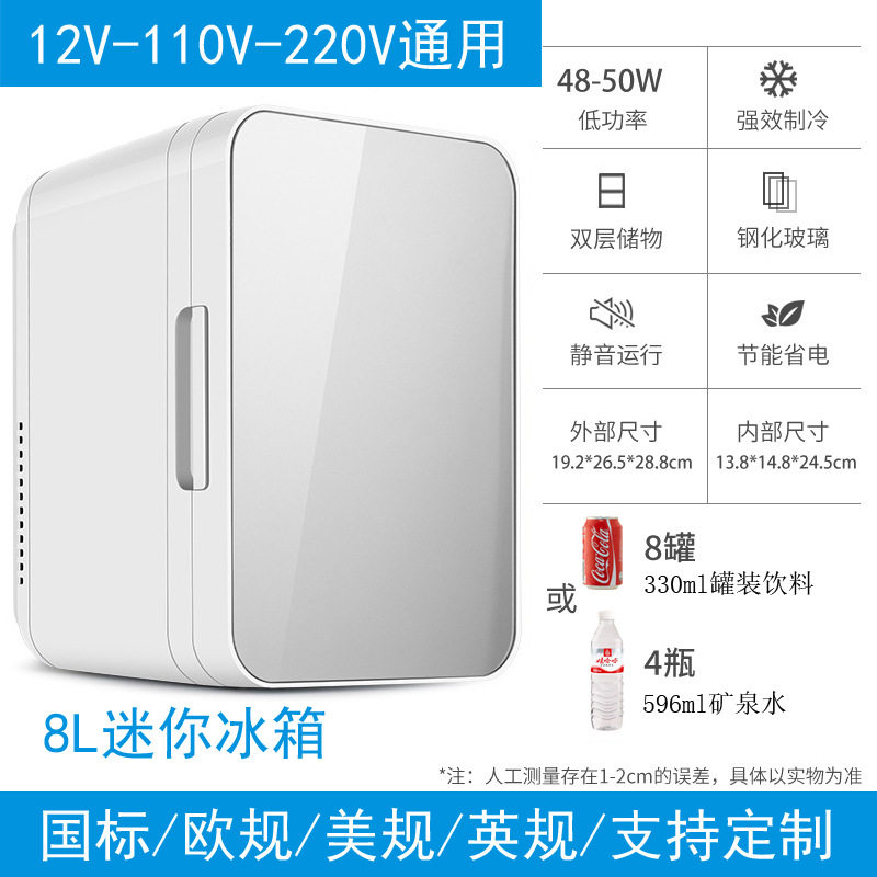 跨境外贸8L车载冰箱小型宿舍家用冰箱迷你冷暖小冰箱化妆品冷藏箱