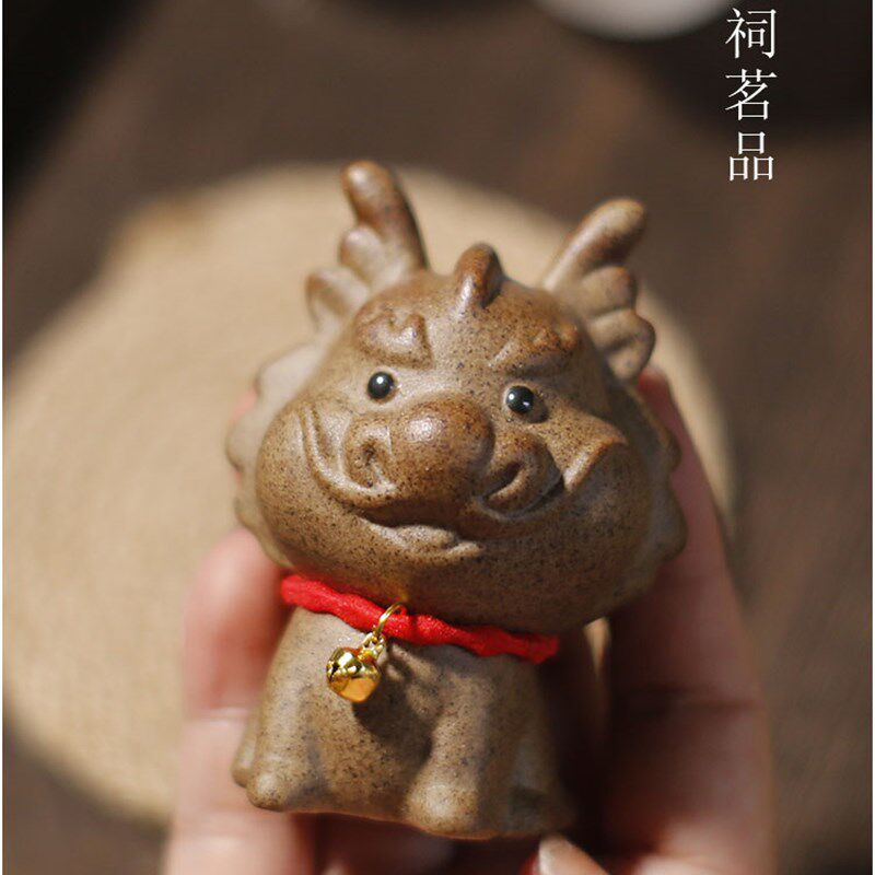 韩祠茗品龙年行大运小龙茶宠生肖龙粗陶陶瓷茶盘摆件可养卡通茶玩