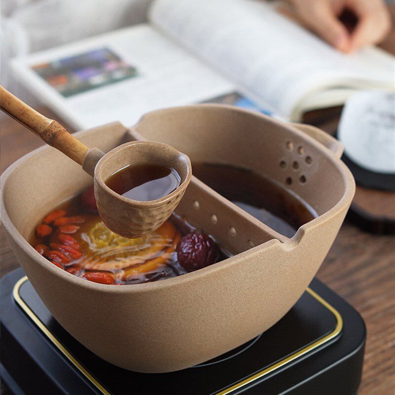 中式古法煮茶器电陶炉泡茶器煮水陶瓷碗泡法泡茶器粗陶煮茶碗套组