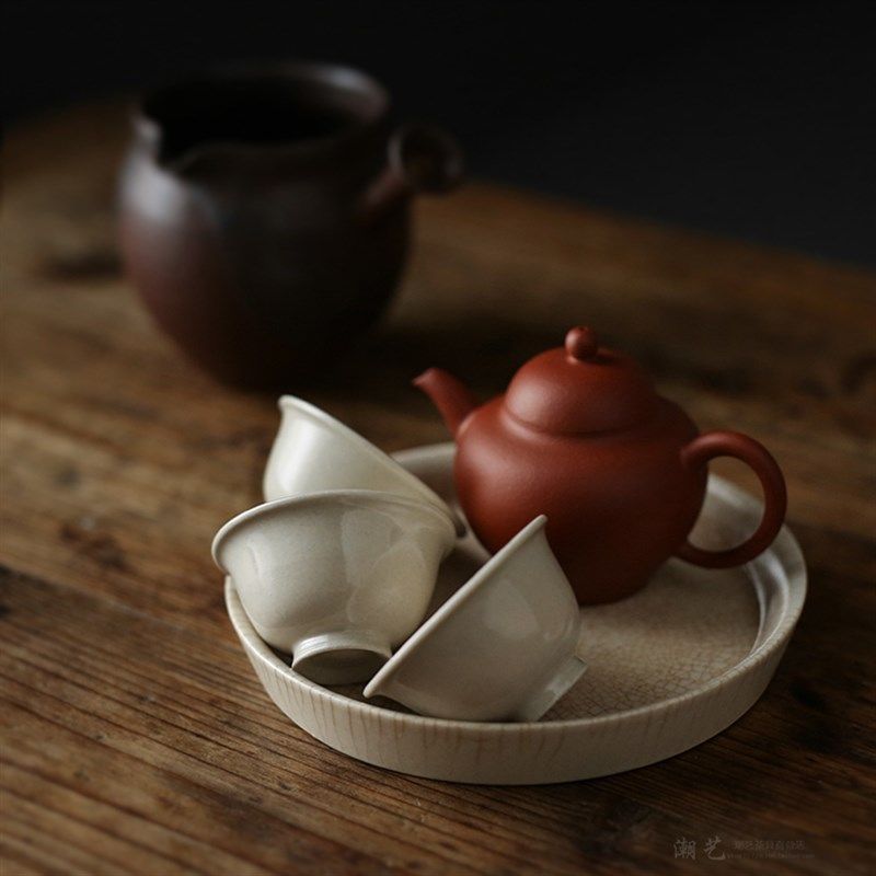 潮州工夫茶 瓷壶承 茶托 潮汕功夫茶盘 漳州窑 开片釉茶盘 托盘