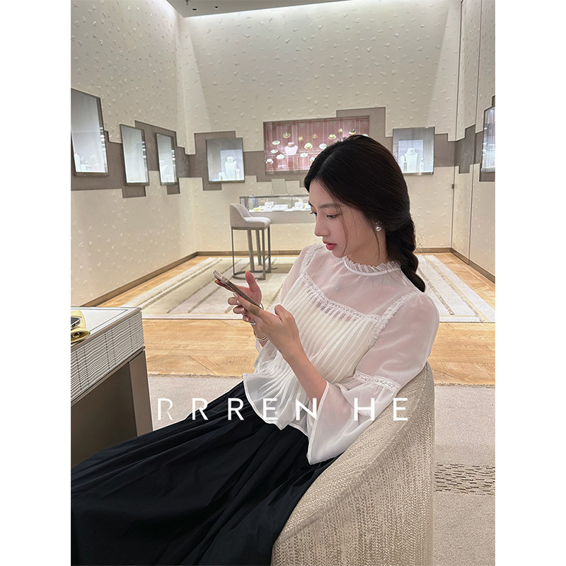 法式风琴叠褶显瘦防晒女士罩衫