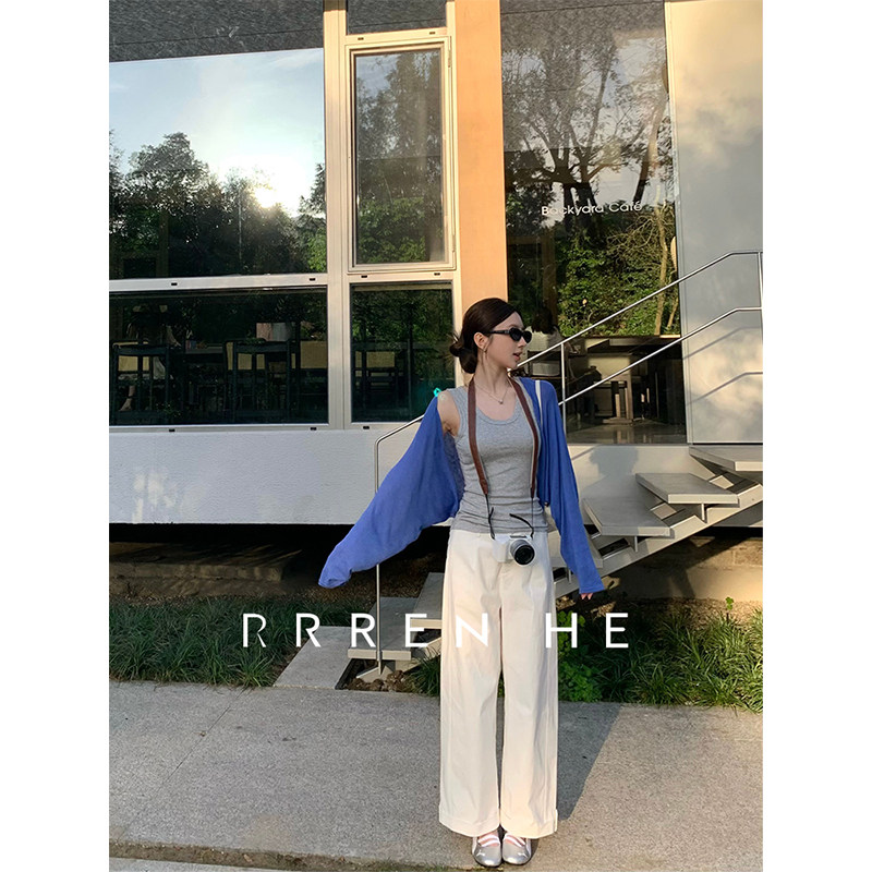 夏季女士高弹直筒九分裤子