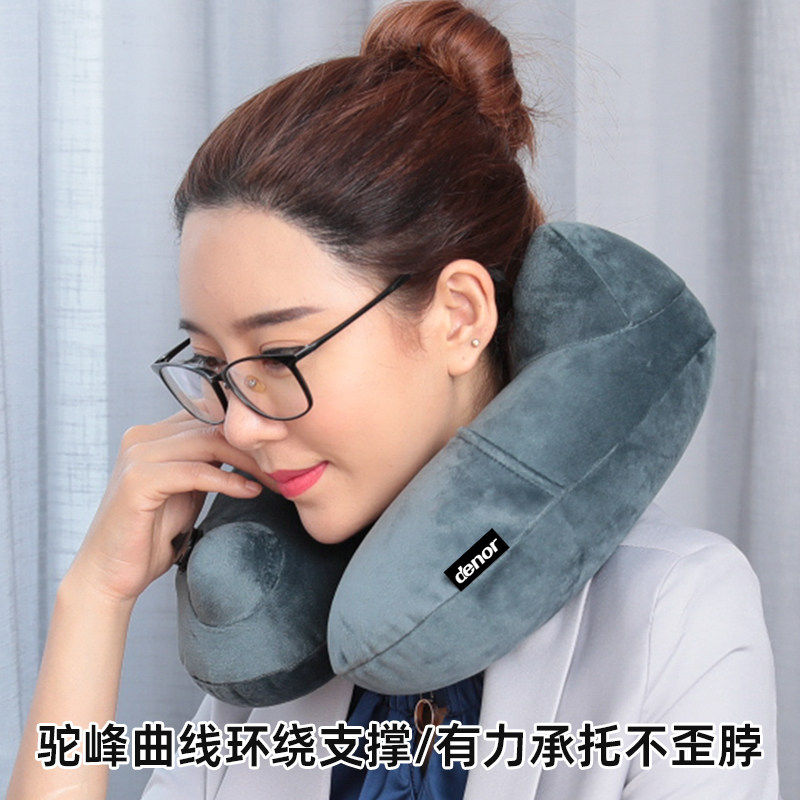 充气u型枕头便携办公午睡