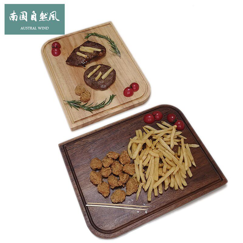 胡桃木牛排板托盘牛扒木板西餐摆盘切熟食水果面包板木质披萨托盘
