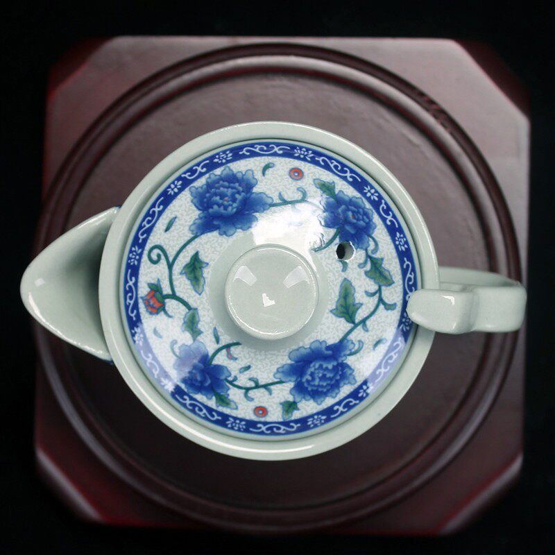 青花瓷中式复古陶瓷小号茶壶单壶盖碗冲茶泡茶带把手家用功夫茶具