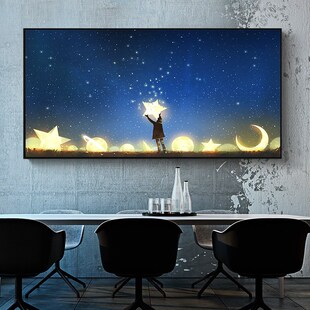 宇宙星空科技客厅装饰画儿童房间卧室床头挂画沙发背景墙壁画现代