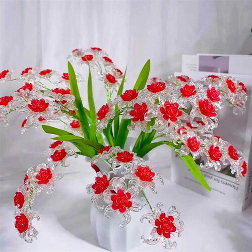 手工串珠diy材料包水晶玻璃花束玫瑰百合向日葵客厅摆件装饰品
