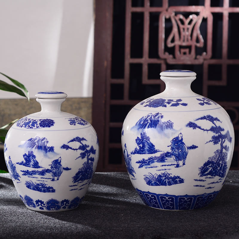 3斤5斤10斤装陶瓷酒瓶酒坛子 家用酒壶青花酒具密封原浆存酒容器