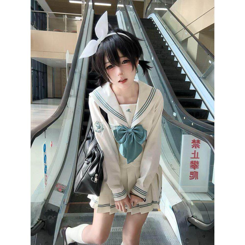 【信中鸟】甜嗑jk制服白色长袖收腰显瘦水手服正版原创学院风套装