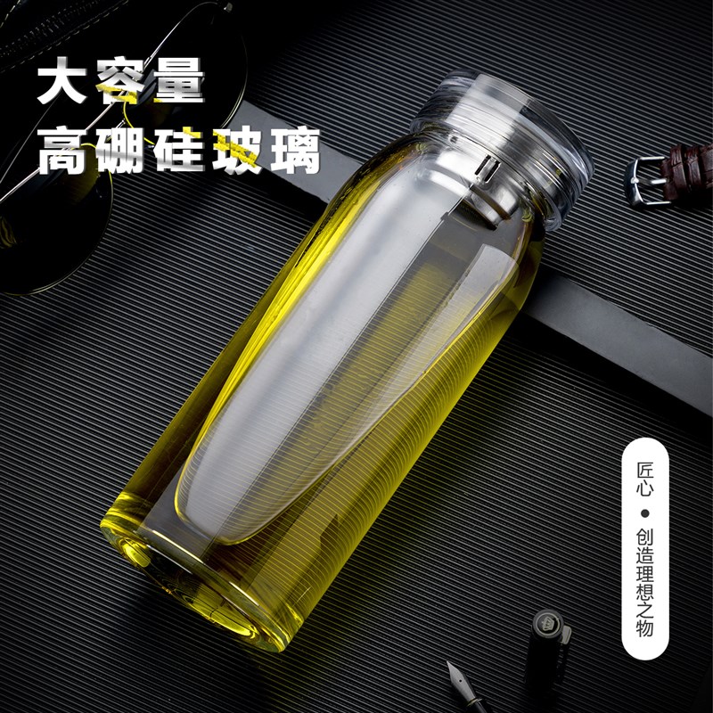 诺岩大容量玻璃杯加厚水晶透明带盖便携单层泡茶杯男花茶耐热水杯