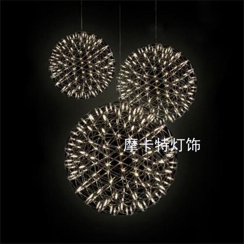 LED火花球满天星不锈钢圆球吊灯橱窗咖啡厅酒店大堂创意工程灯饰