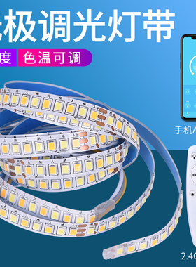 LED三色变光软灯带灯条客厅柜线性智能2.4G无极调光吊顶型背景灯