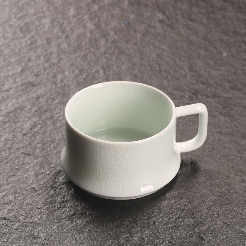 熹言汝窑开片杯陶瓷开片主人杯带把茶杯单个功夫茶具小茶碗品茗杯