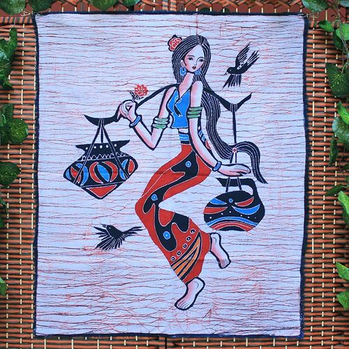 中号蜡染画棉麻壁挂民族工艺品家居布艺壁画酒吧餐厅装饰挂画担水