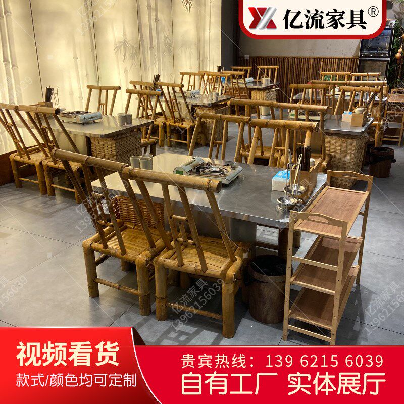 加厚不锈钢板打造地摊风格卡式炉电磁炉无烟净化餐桌下排烟火锅桌