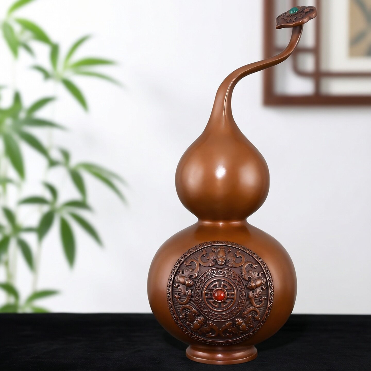铜聚德紫铜五福如意葫芦摆件