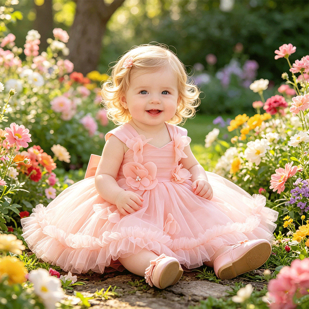 女宝宝蓬蓬纱公主裙周岁礼服裙baby girl party dresses princess