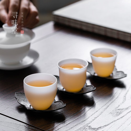 冰种玉瓷品茗杯高档素烧小茶杯玉泥白瓷自生釉陶瓷功夫茶具客杯