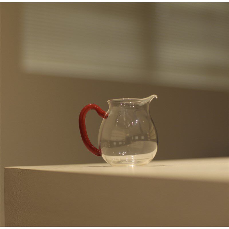 工匠家品迷你公道杯高硼硅高透玻璃分茶器 儿童公杯带把 汝红把