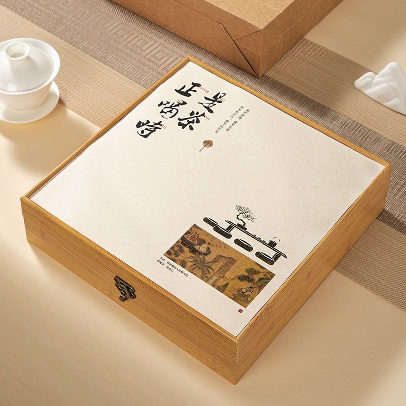 茶饼包装盒空礼盒国潮风357克单饼普洱茶福鼎白茶礼盒国画装空盒