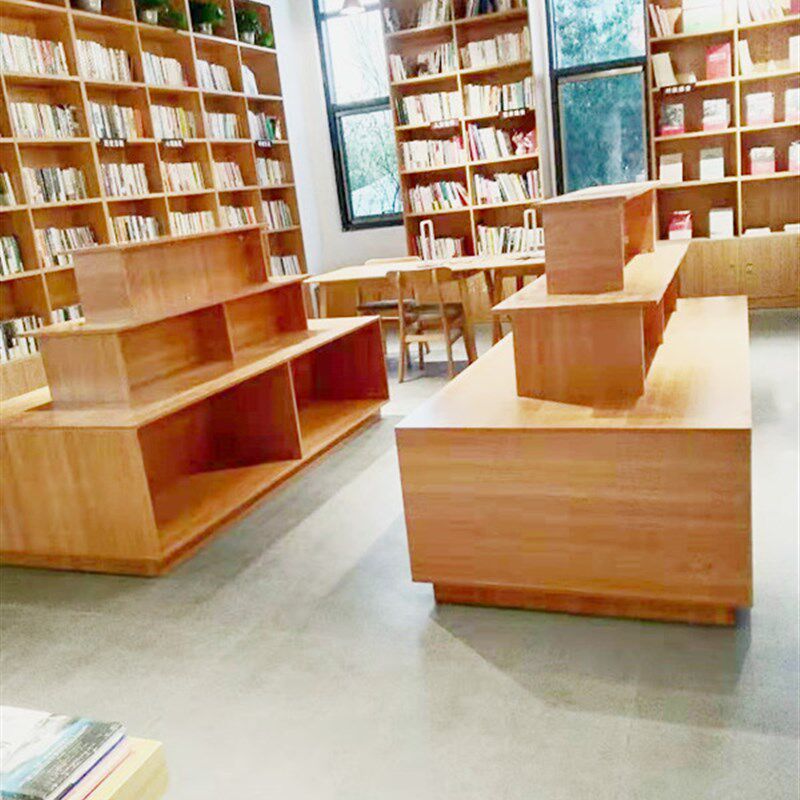 定制中岛柜 木质书架展柜 图书馆中岛柜 书店书架展示柜 图书馆架