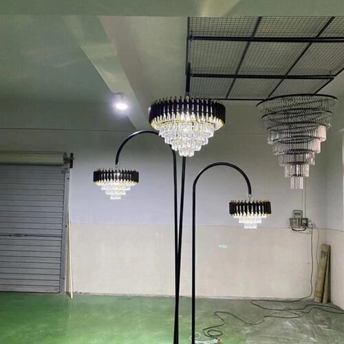 婚庆道具水晶三联黑金高位路引吊灯可换色