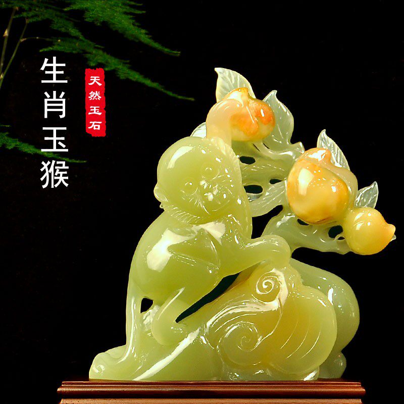 天然玉石十二生肖摆件家居客厅中式装饰鼠兔猴羊蛇动物工艺品摆设