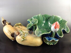 陶瓷工艺品石湾公仔家居装饰品礼品客厅桌面藕摆件荷塘月色盆促销