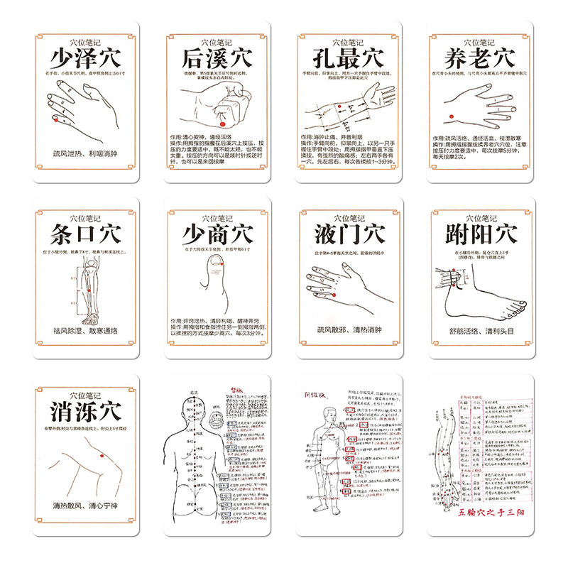 55张中医穴位图解医学小卡