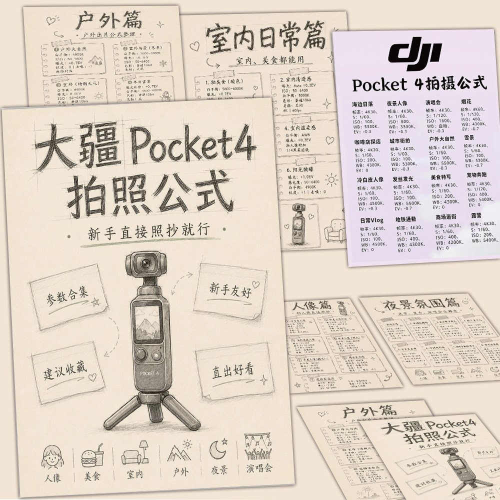 大疆Pocket4手绘拍照公式贴纸
