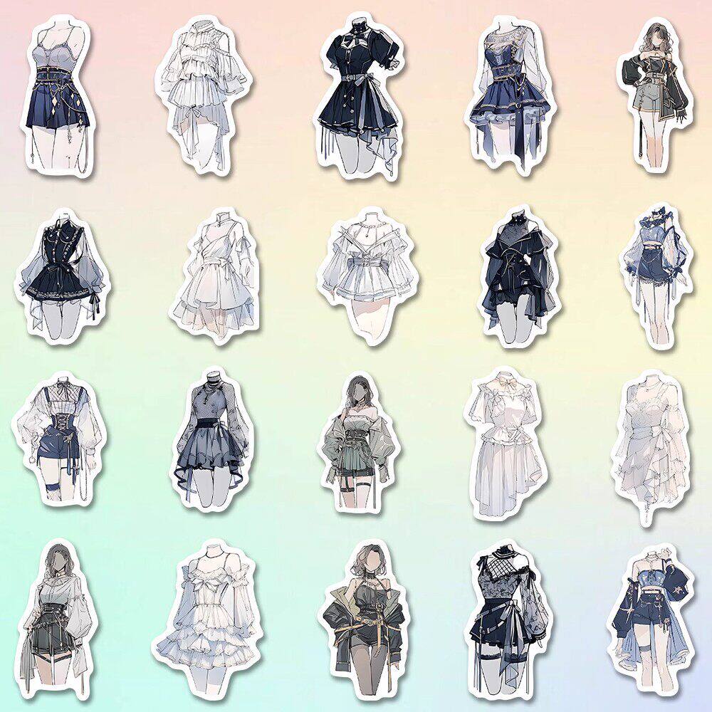 高颜值二次元oc服饰防水手账贴纸